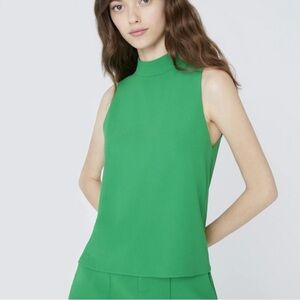 Alice + Olivia Mock Neck Sleeveless Top in Green